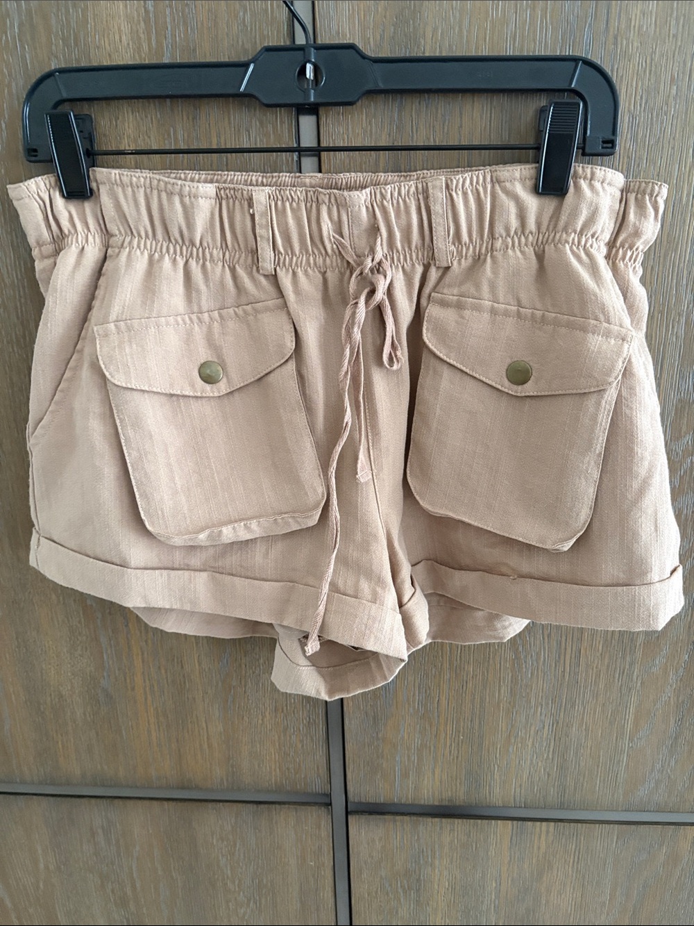 Mustard Seed Tan Cargo Pocket Drawstring Shorts